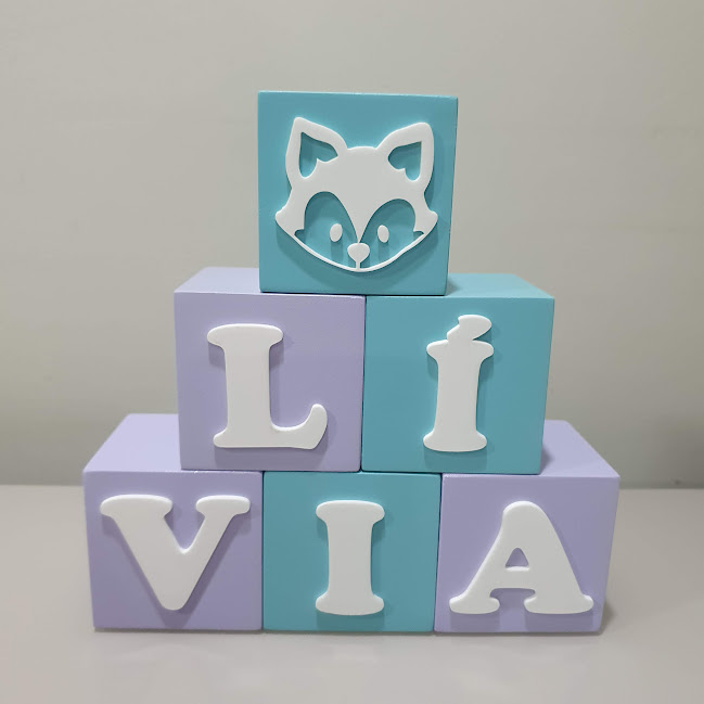 Cubos De MDF Decorativos Nome Do Bebê Letras E Desenhos 6cm - Imagem 7