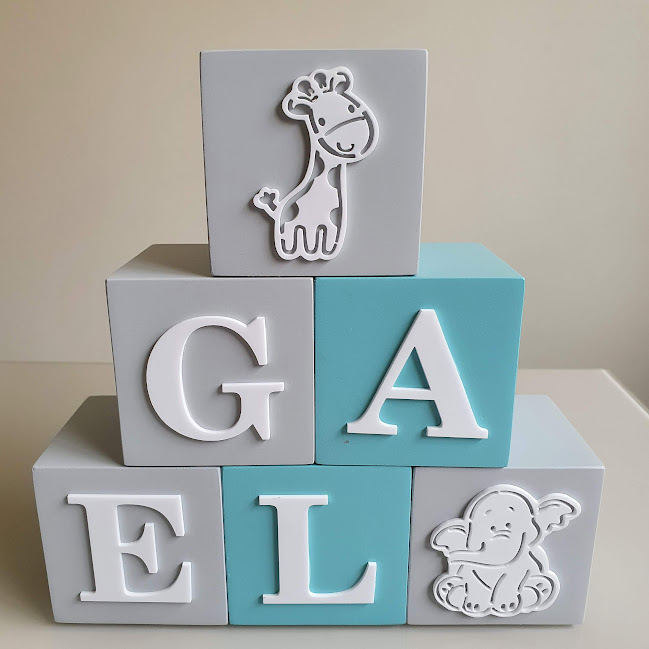 Cubos De MDF Decorativos Nome Do Bebê Letras E Desenhos 6cm - Imagem 9