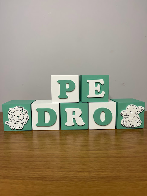 Cubos De MDF Decorativos Nome Do Bebê Letras E Desenhos 6cm - Imagem 10